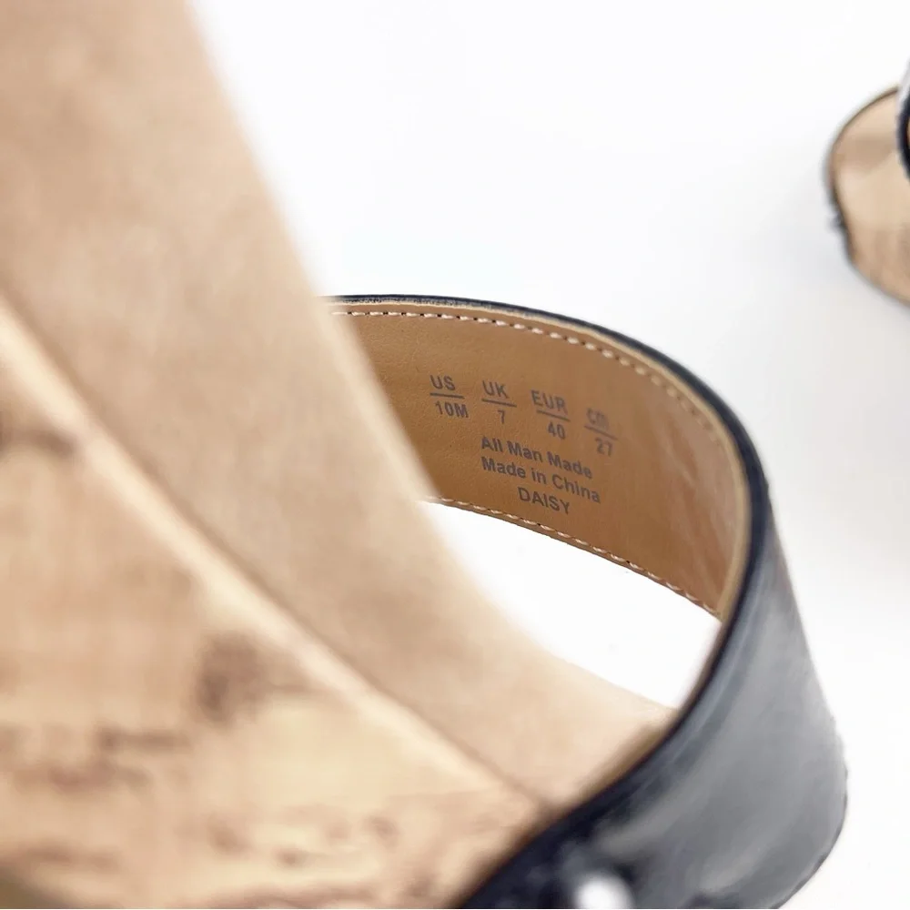 Abella True Comfort Daisy Black Cork Wedge Size 10